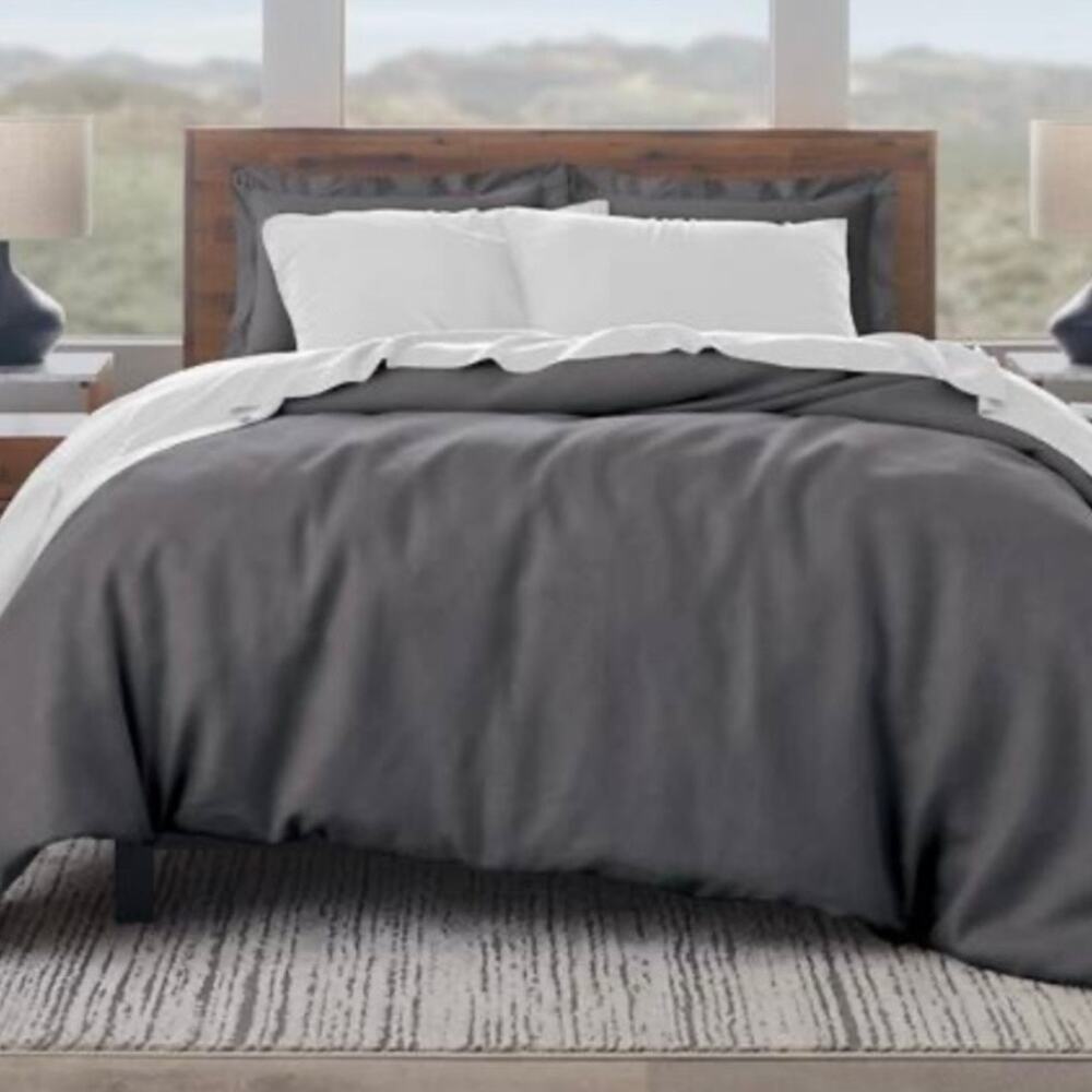 Ella Jayne Luxe Cotton Sateen 500 Thread Ct 3 Pc Duvet Cover Set Gray Full/Queen